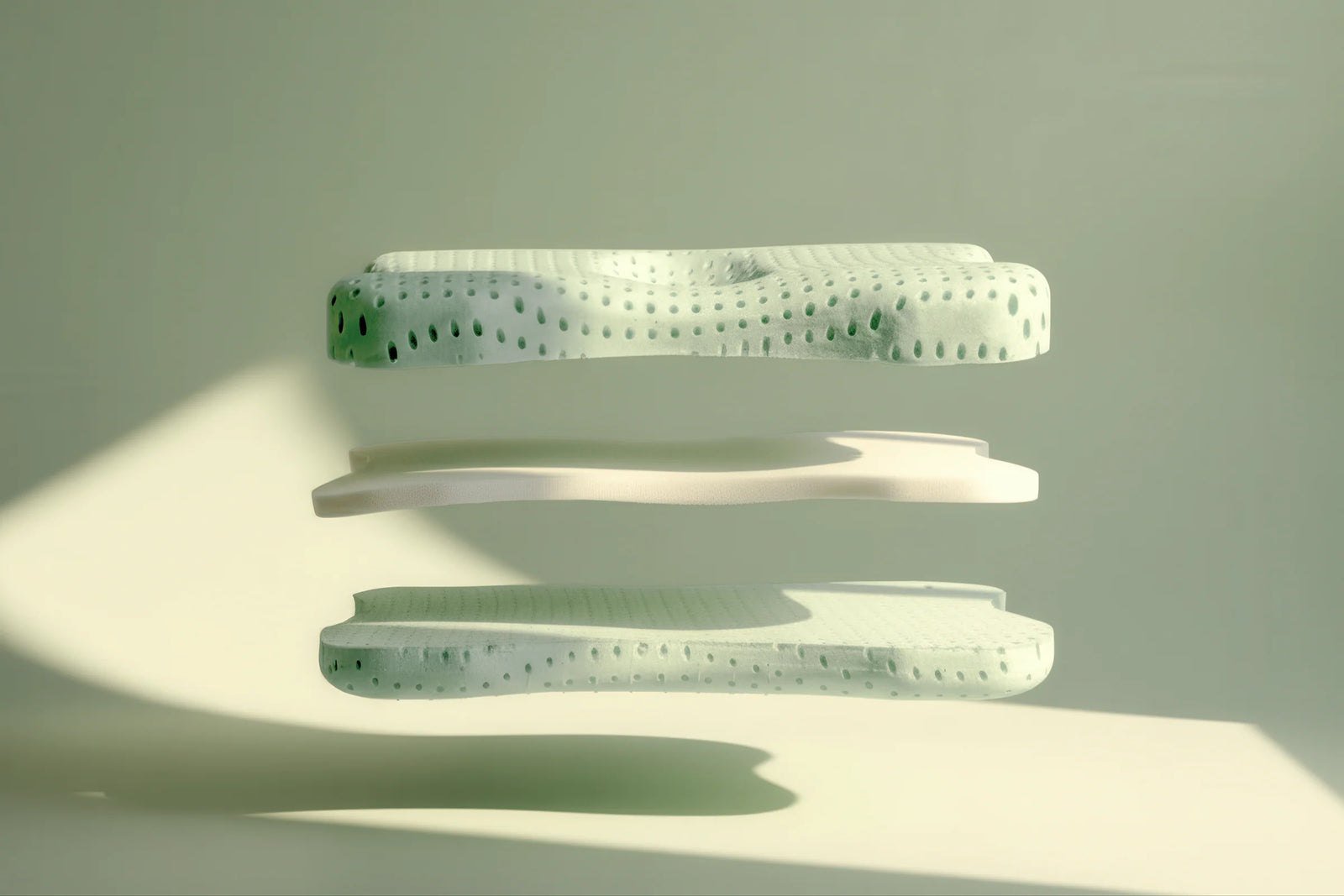 Exploded view of three pillow layers